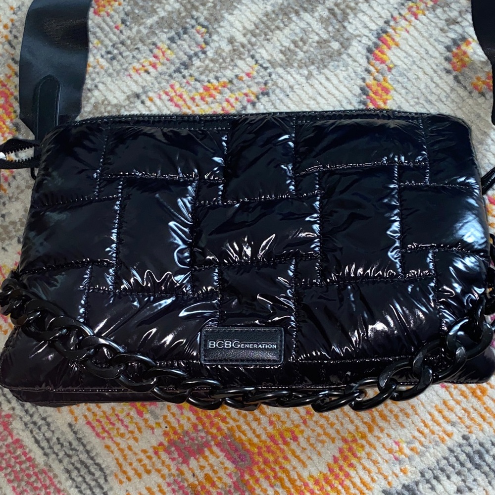 BCBGeneration Glossy Black Quilted Crossbody Bag